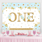 Toile de fond bleu et floral joyeux 1er anniversaire pour garçon